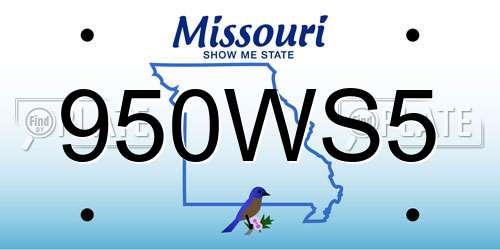 950WS5 Missouri License Plate