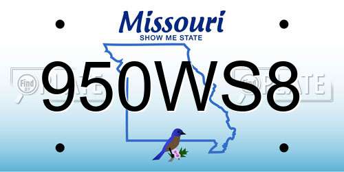 950WS8 Missouri License Plate