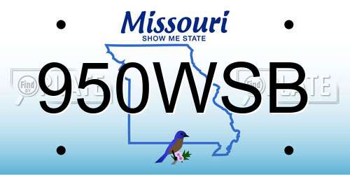 950WSB Missouri License Plate