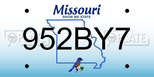 952BY7 Missouri License Plate