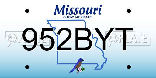 952BYT Missouri License Plate