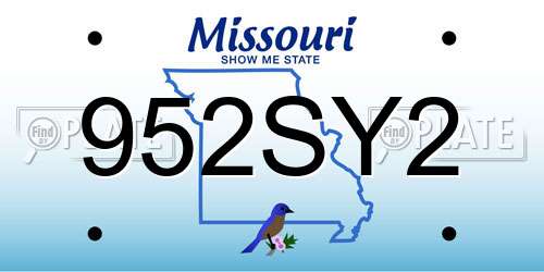 952SY2 Missouri License Plate