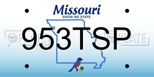 953TSP Missouri License Plate