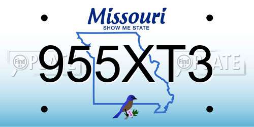 955XT3 Missouri License Plate