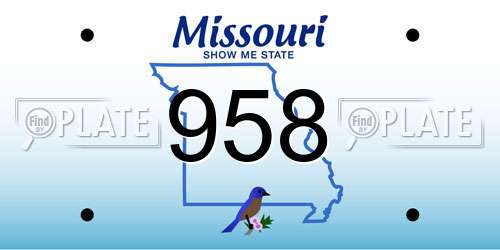 958 Missouri License Plate