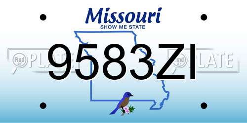 9583ZI Missouri License Plate