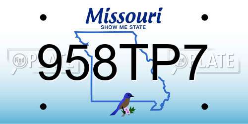 958TP7 Missouri License Plate