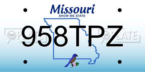 958TPZ Missouri License Plate