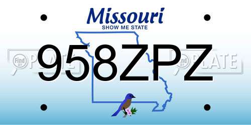 958ZPZ Missouri License Plate