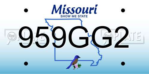959GG2 Missouri License Plate