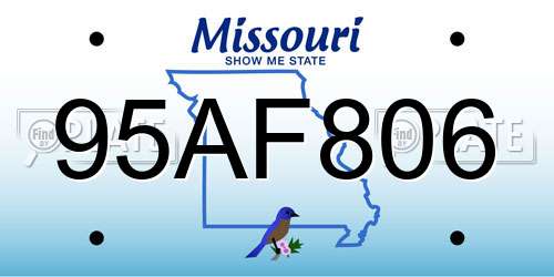 95AF806 Missouri License Plate