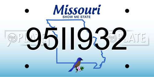 95II932 Missouri License Plate
