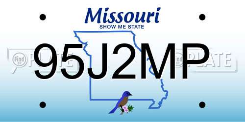 95J2MP Missouri License Plate