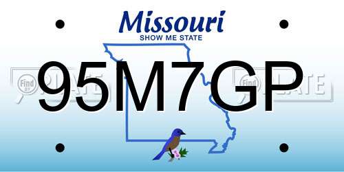 95M7GP Missouri License Plate