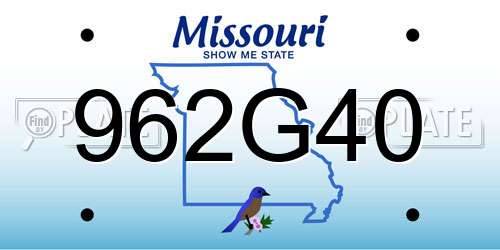 962G40 Missouri License Plate