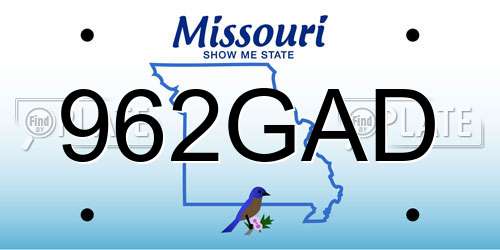 962GAD Missouri License Plate