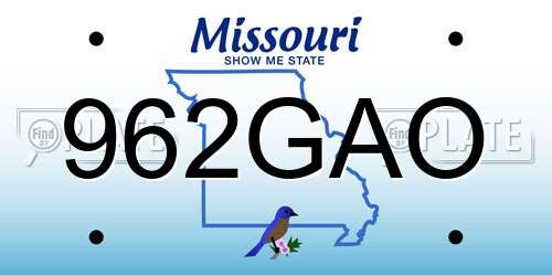 962GAO Missouri License Plate