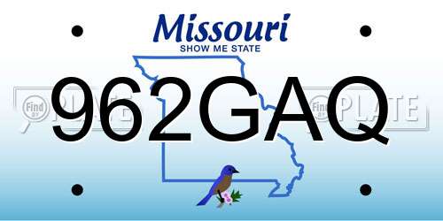 962GAQ Missouri License Plate