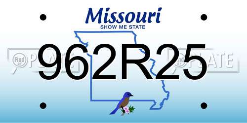 962R25 Missouri License Plate