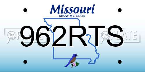 962RTS Missouri License Plate