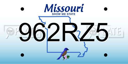 962RZ5 Missouri License Plate