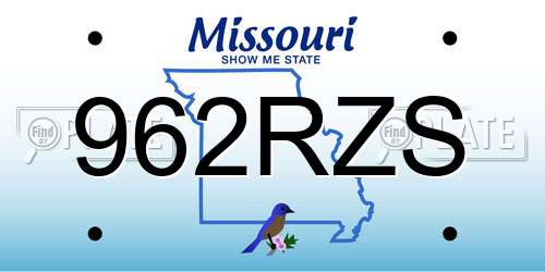 962RZS Missouri License Plate