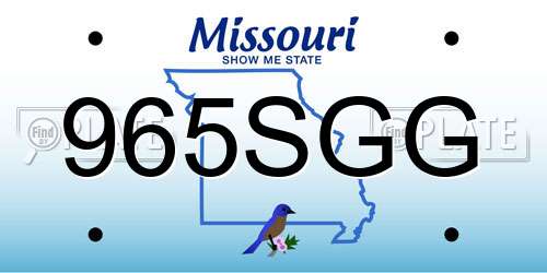 965SGG Missouri License Plate