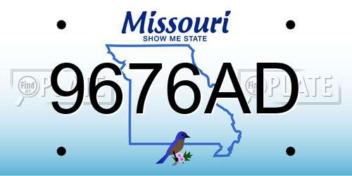 9676AD Missouri License Plate
