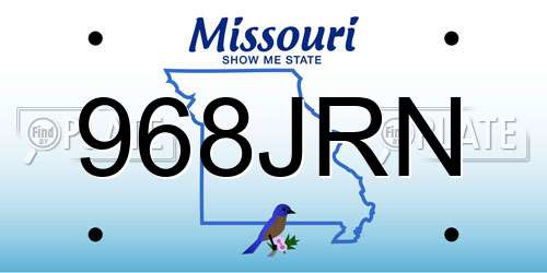 968JRN Missouri License Plate