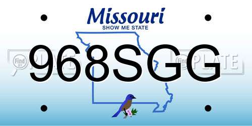 968SGG Missouri License Plate