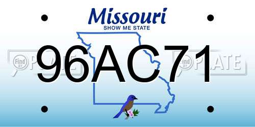 96AC71 Missouri License Plate