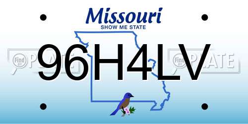 96H4LV Missouri License Plate
