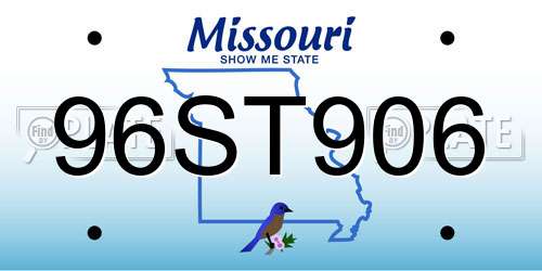 96ST906 Missouri License Plate