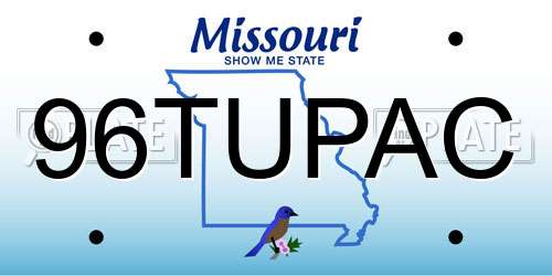 96TUPAC Missouri License Plate