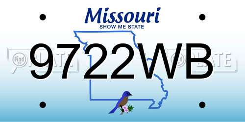 9722WB Missouri License Plate