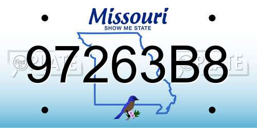 97263B8 Missouri License Plate