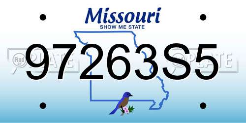 97263S5 Missouri License Plate