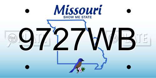 9727WB Missouri License Plate