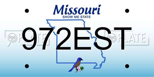 972EST Missouri License Plate