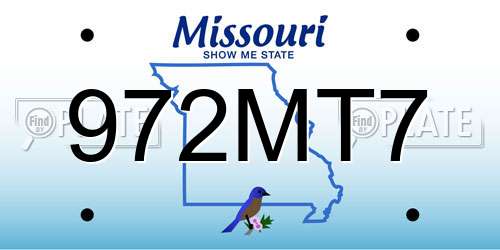 972MT7 Missouri License Plate