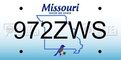 972ZWS Missouri License Plate