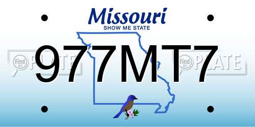 977MT7 Missouri License Plate