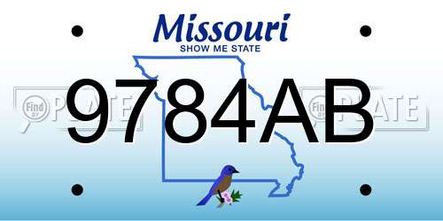 9784AB Missouri License Plate