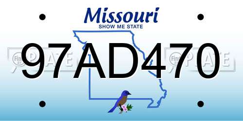 97AD470 Missouri License Plate