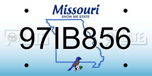 97IB856 Missouri License Plate