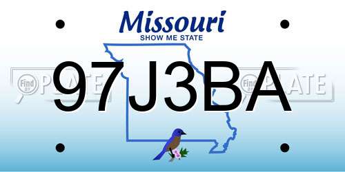 97J3BA Missouri License Plate
