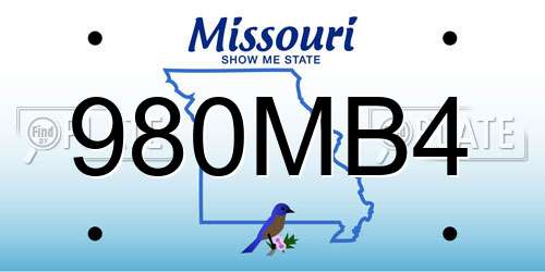 980MB4 Missouri License Plate