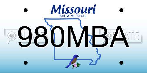 980MBA Missouri License Plate