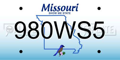 980WS5 Missouri License Plate