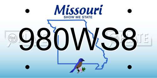 980WS8 Missouri License Plate